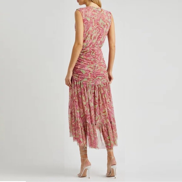 NWT Misa Los Angeles Ava Paisley Print Stretch-Tulle Midi Dress - Picture 2 of 10